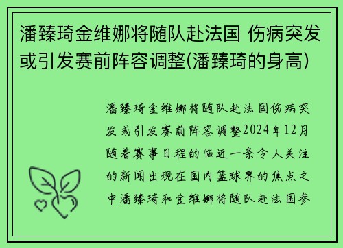 潘臻琦金维娜将随队赴法国 伤病突发或引发赛前阵容调整(潘臻琦的身高)